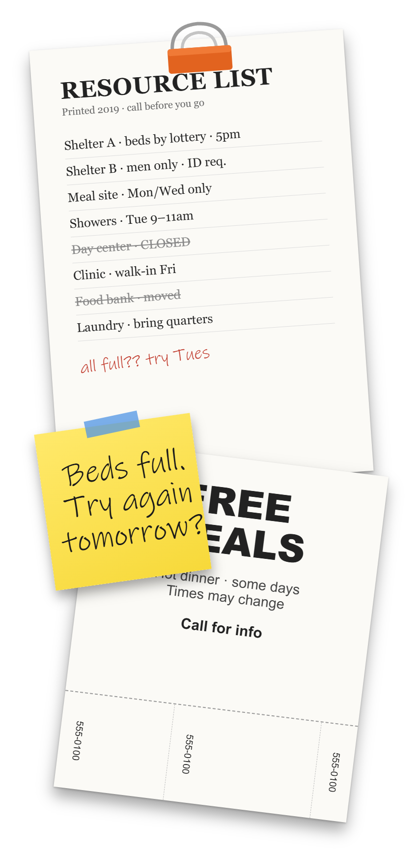Paper flyer and sticky note